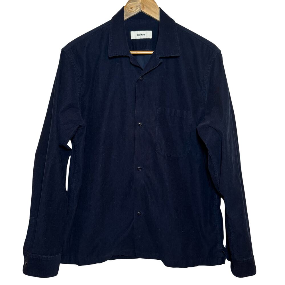 Buck Mason 100% Cotton Navy Blue Corduroy Medium Long Sleeve Button Up Shirt